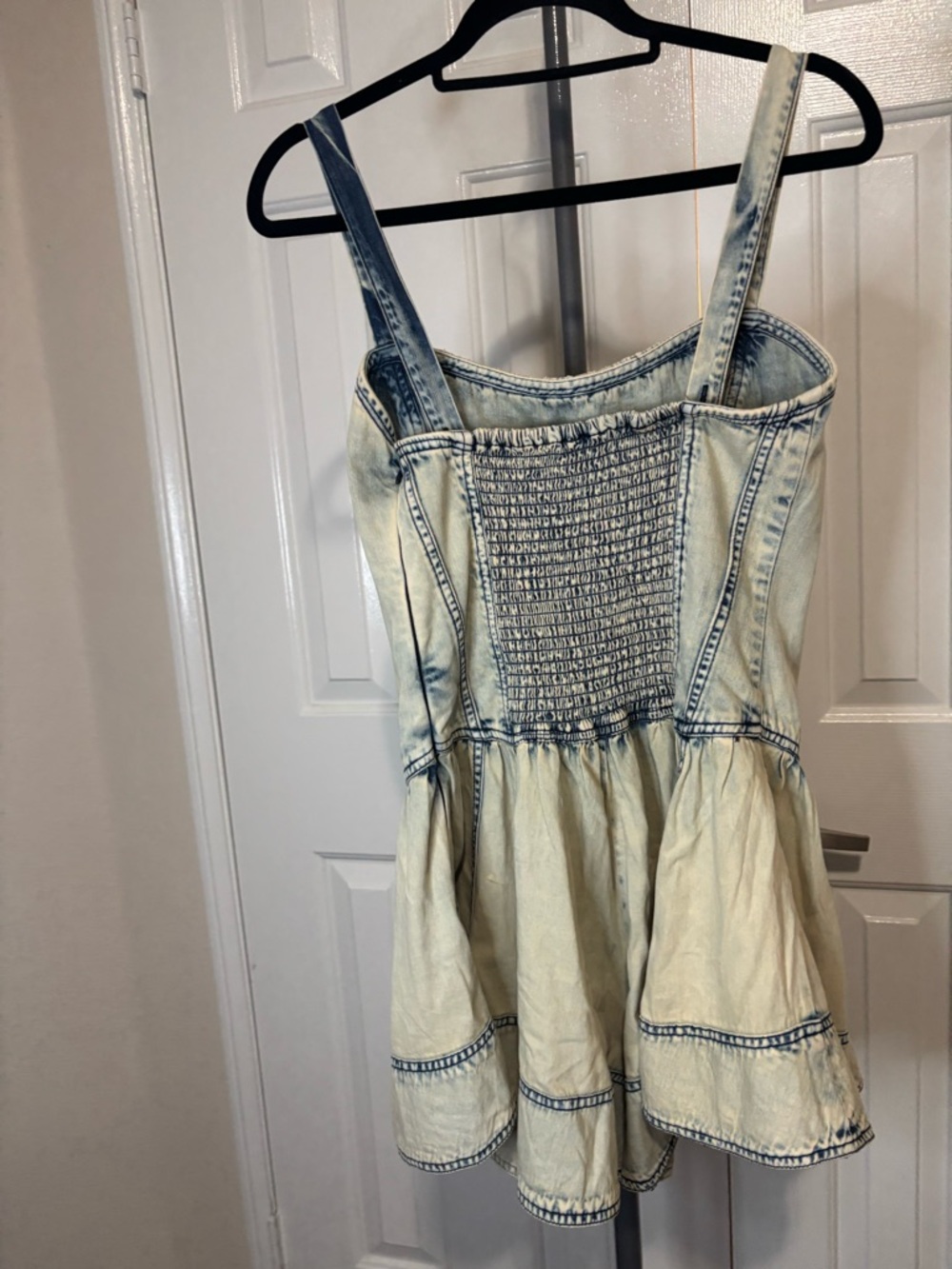 Pilcro Light Wash Denim Romper — Cream with Faded Blue Accents - Picture 7 of 15